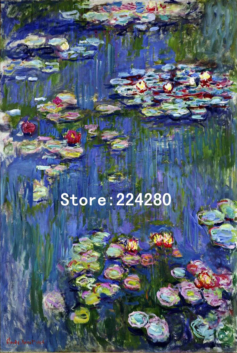 Giglio di acqua Monet pittura di fiori di Loto Ricamo 14CT Tela Stampati Fatti A Mano Ricamo Punto Croce Kit FAI DA TE Complementi Arredo Casa