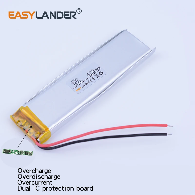 601645 3.7V 420mAh Rechargeable Lithium Li-ion Polymer Battery  601646 601745 Lipo Batteries