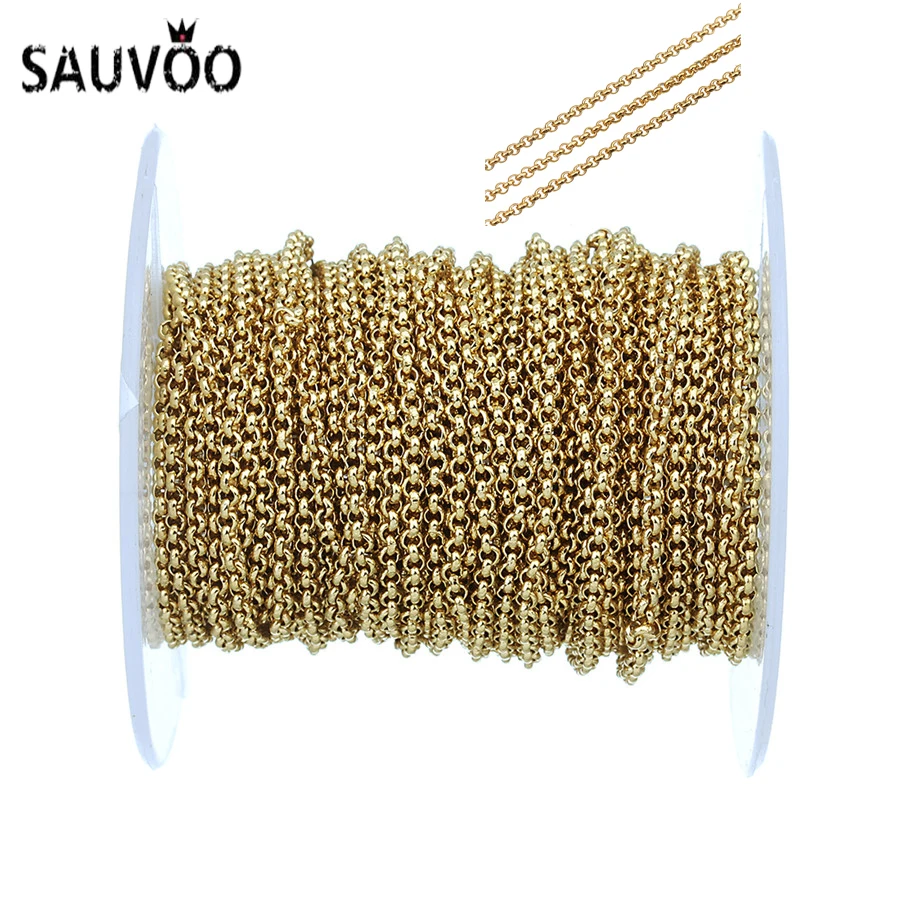 

SAUVOO 10Yard/lot 2mm Stainless Steel Chains Necklace Bulk Metal O Open Link Chain For Jewelry Making Diy Bracelet Necklace