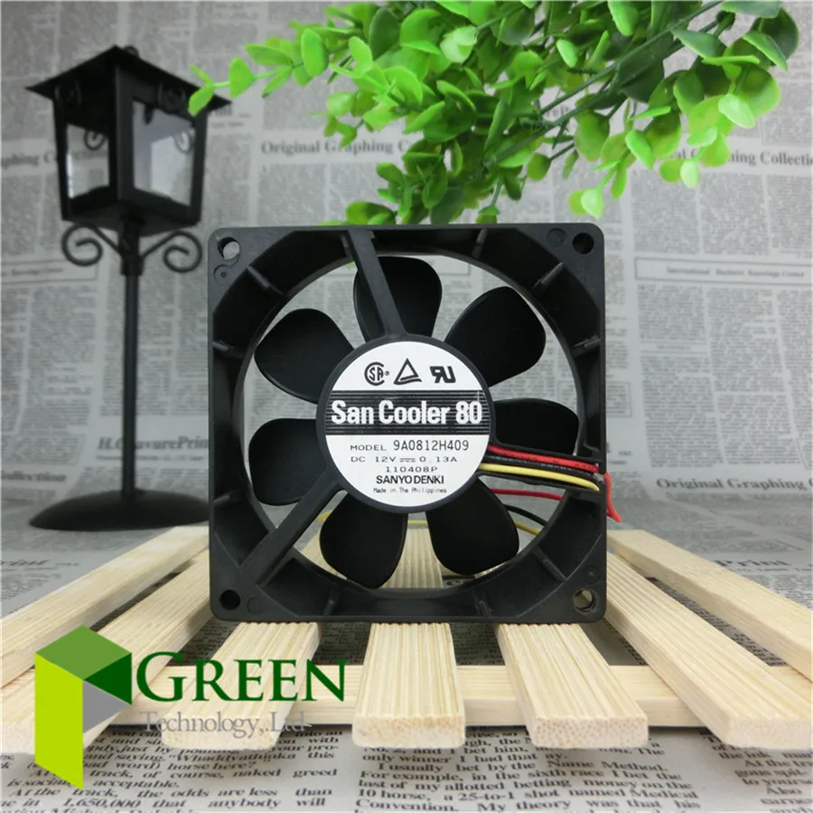 The Original SANYO DENKI San Cooler 80 Fan DC12V 0.13A 9A0812H409 80MM 8cm Computer Server Case Cooling Fan with 3pin