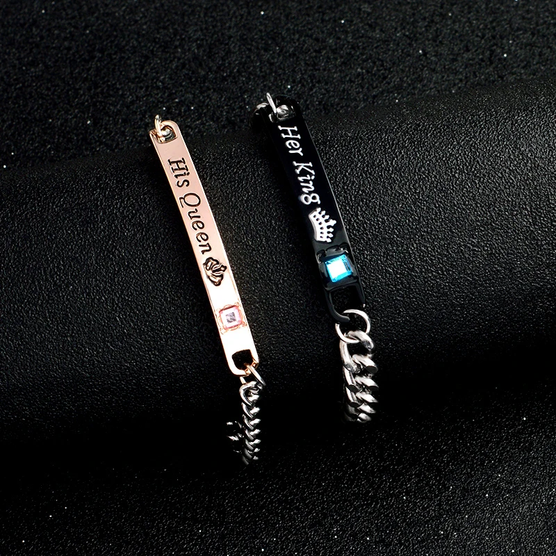 XEDZ Fashion Couple Bracelet Bracelet His Queen/Her King Text Love Memorial Day Holiday Gift Chain Jewelry