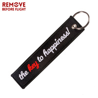Car Keychains for Motors THE KEY TO HAPPINESS Letter Lucky Key Chain Bijoux Gifts Tag Porte Clef OEM Key Ring Key Chains llavero
