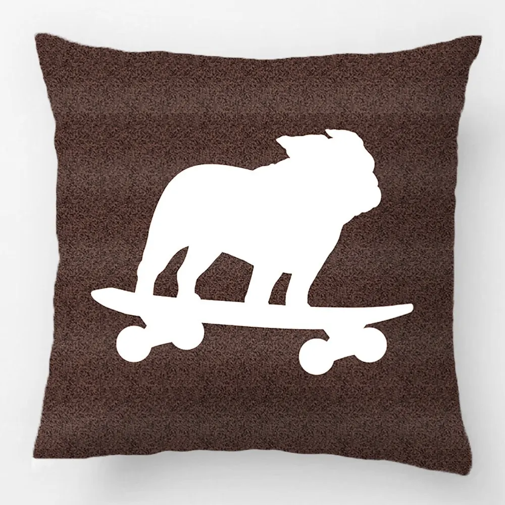 

Skateboarding English Bulldog Silhouette Pillow Throw Pillow Case Decorative Cushion Cover Pillowcase Customize Gift For Sofa