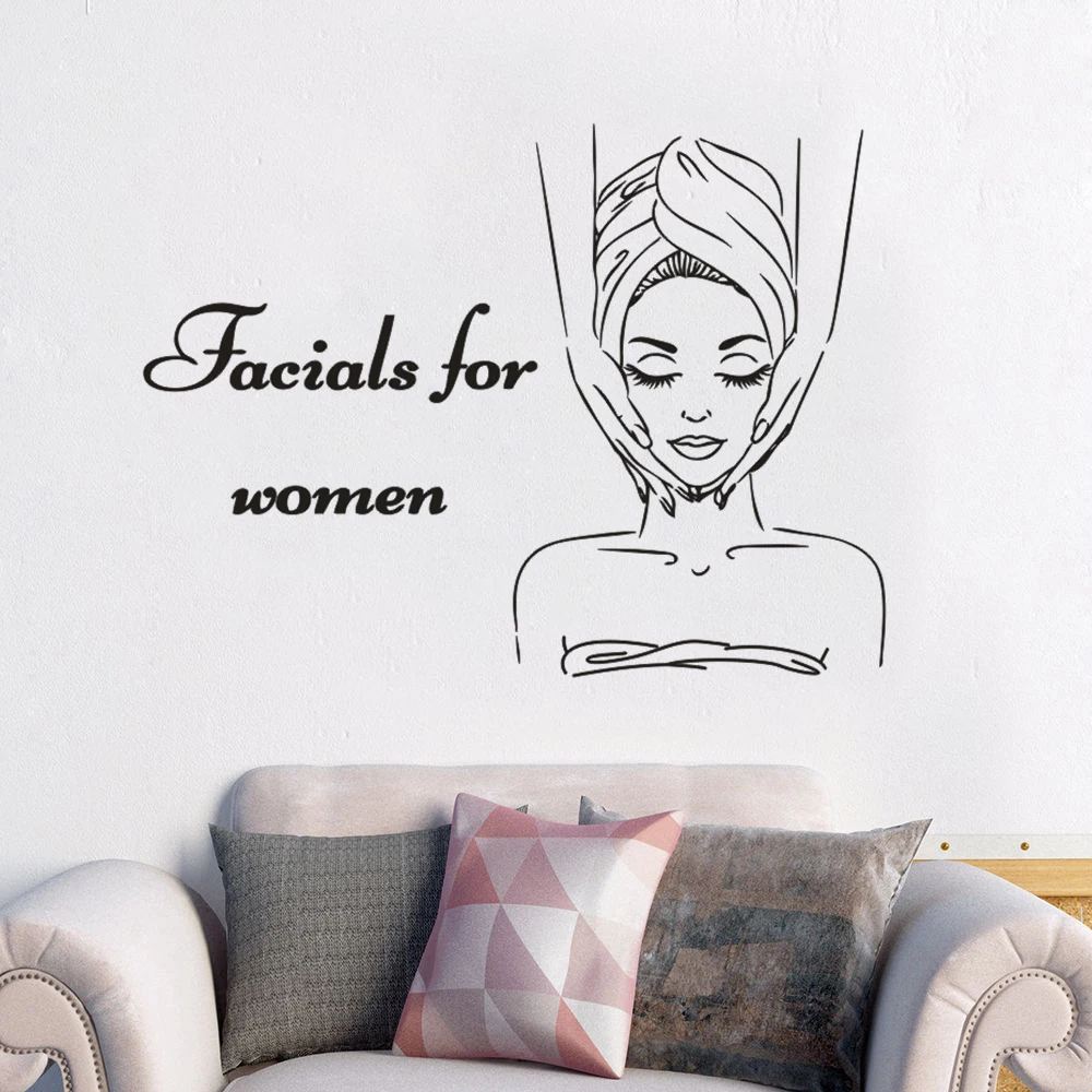 Skin Care Center Wall Decals Facials For Women Logo Wall Stickers Spa Beauty Salon Decor Body Massage Gilrs Wall Art Sticker N17