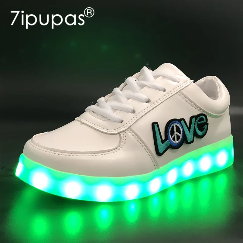 7ipupas EUR 30-44 Love's USB kids Luminous Sneakers glowing sneakers for girls women boys men Colorful LED lights Children Shoes