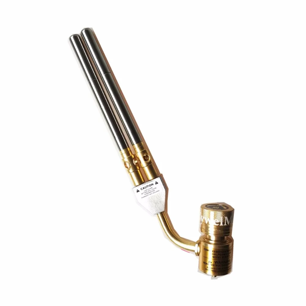 2 Pipes Gas Brazing Burner Gas Welding Torch Soldering Quenching BBQ Burner CE HVAC Hand Torch MAPP Torch