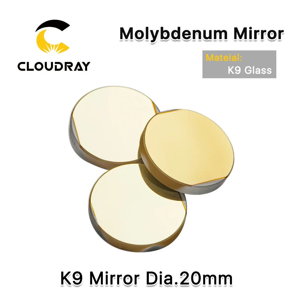 Cloudray 3pcs Diameter 20mm K9 CO2 laser reflection mirror glassmaterial with golden coating for laser engraver cutting Machine