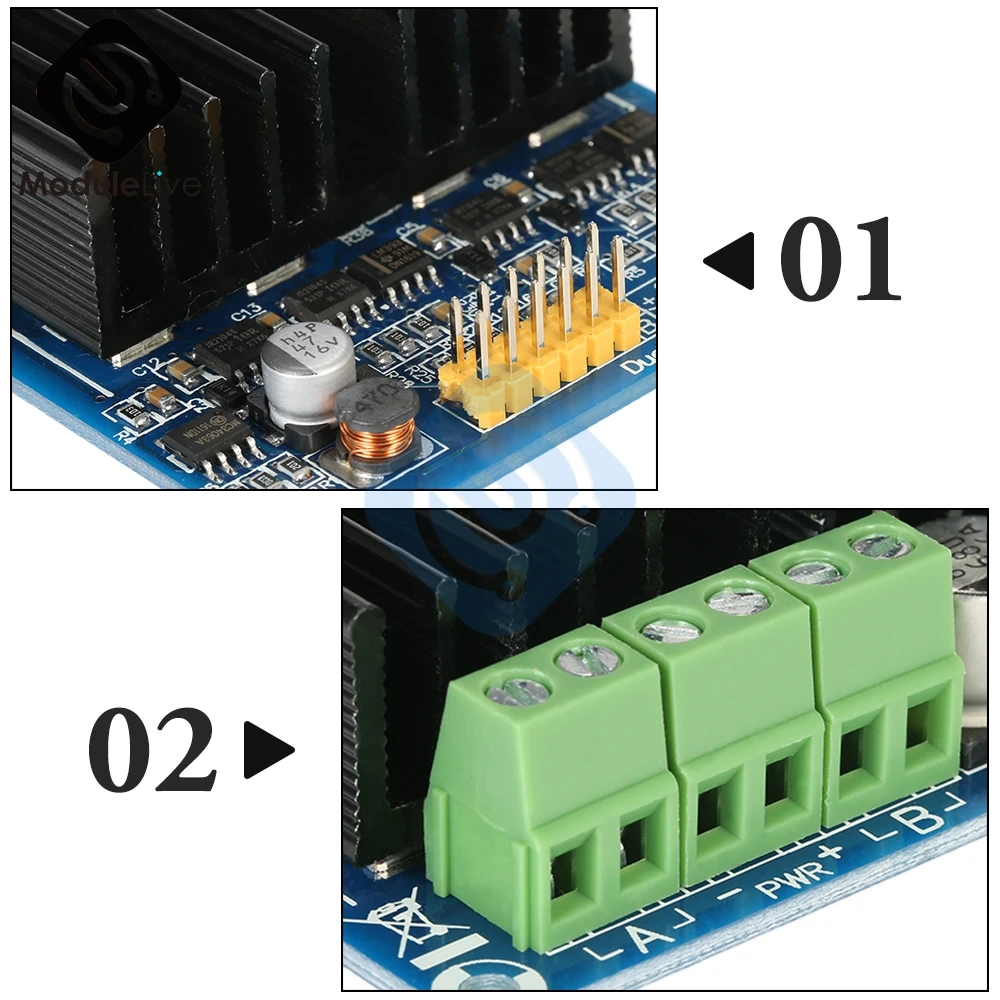 DC 5V-12V 12V 30A Dual Channel H-bridge DC Motor Controller Driver Reversible PWM Speed Control Motor DBH-12V