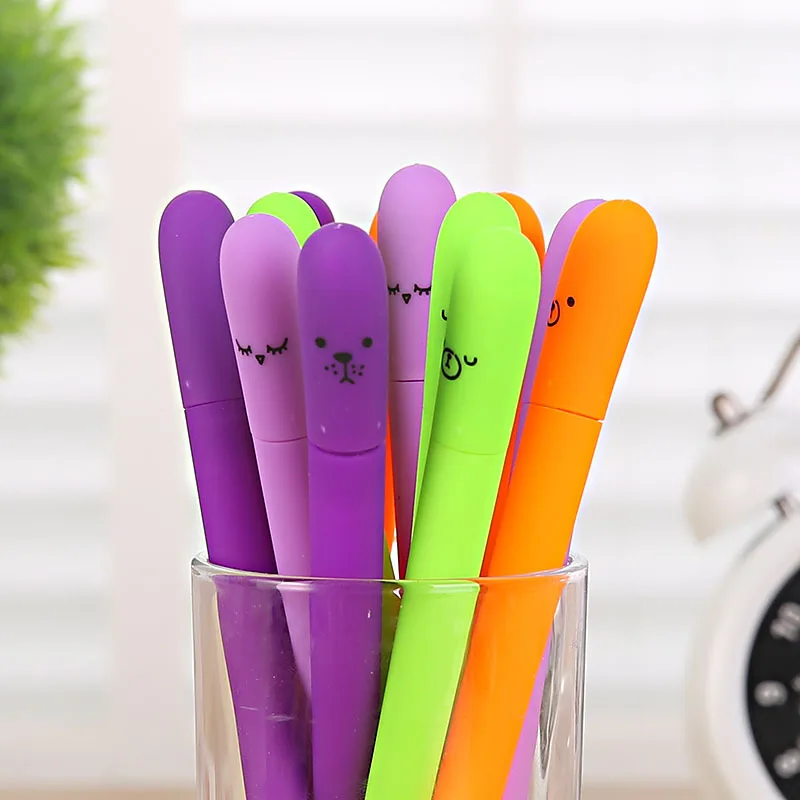 

24 Pcs The Korean Creative Stationery Pupils Prize Eggplant Expression Neutral Pen Kawaii School Supplies Pens for Writing