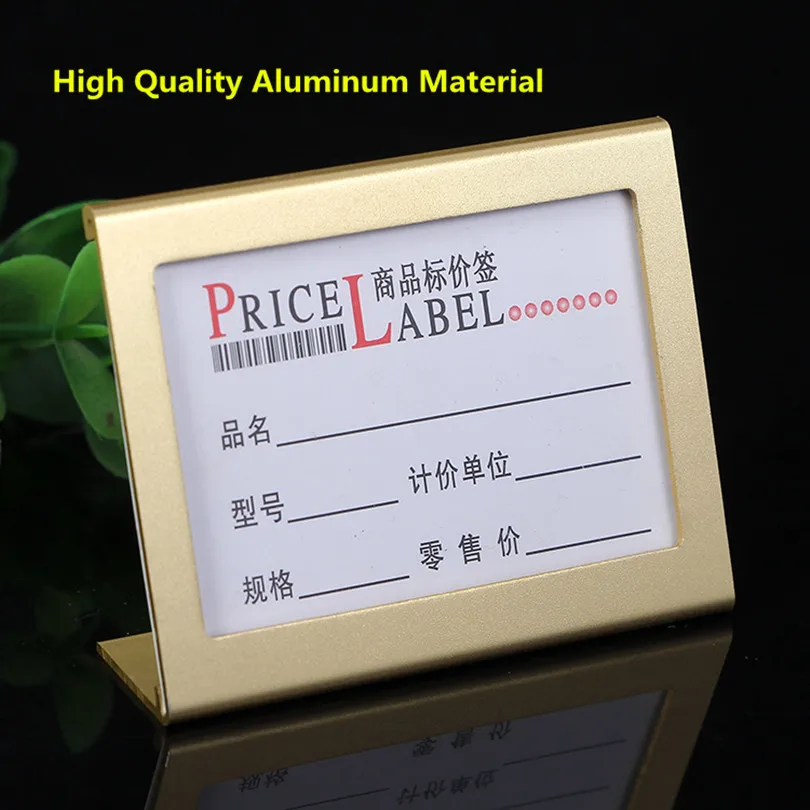 Small Size L Shape Aluminum Table Sign Price Tag Label Display Stand Price Paper Card Holder For Supermarket ,gift store