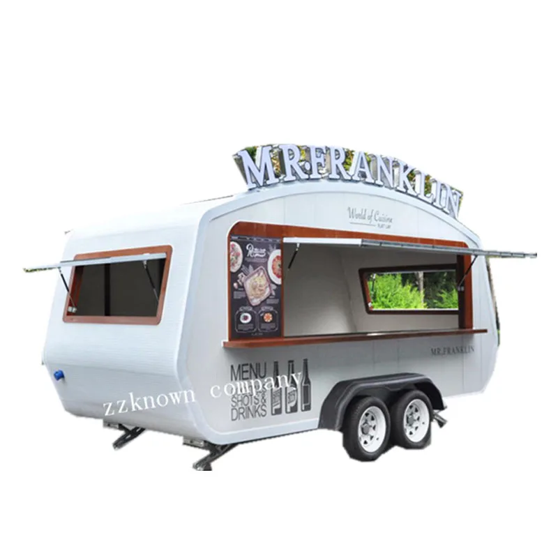 Outdoor Fast Food Catering Trailer Street Bubble Tea Coffee Bar Ice Cream Cart For Sale Customizable