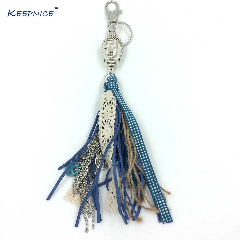 Fashion Car KeyChains Lanyards Key Ring Key Finders Feather Keychains Leather Tassel Buddha Pendants Bag Rings keyChains woman