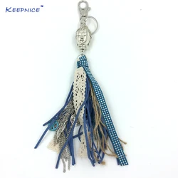 Fashion Car KeyChains Lanyards Key Ring Key Finders Feather Keychains Leather Tassel Buddha Pendants Bag Rings keyChains woman