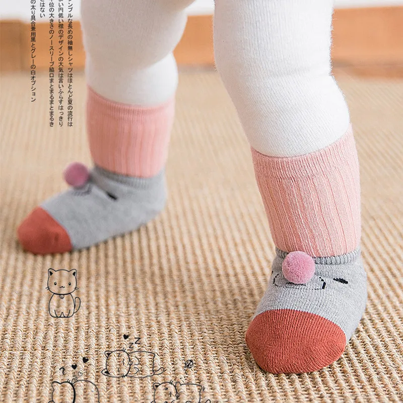 2/set baby cute Keep warm socks children Solid Sports socks boys girls anti slip toddler socks, Newborn Baby winter warm socks