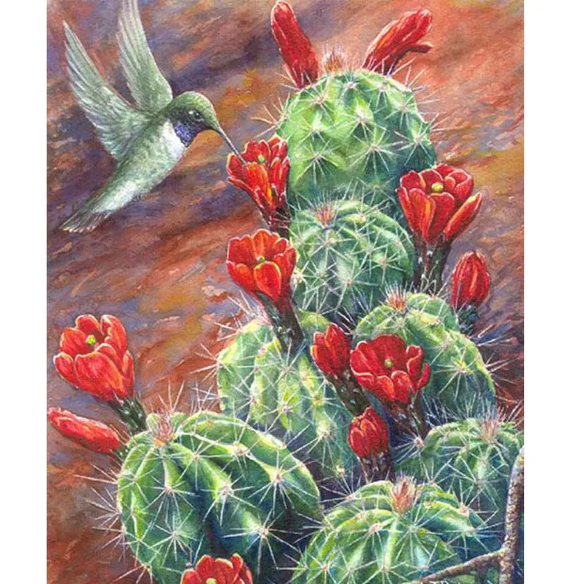 

5D diy Diamond Painting Cactus flower bird Cross Stitch 3D diamond painting full square rhinestones diamond embroidery WG1076