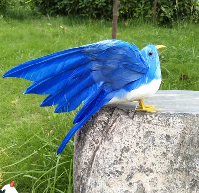 

22x28 см синие перья искусственная птица spreading крылья перья птица ремесло, ремесло, украшение для дома и сада подарок p2788