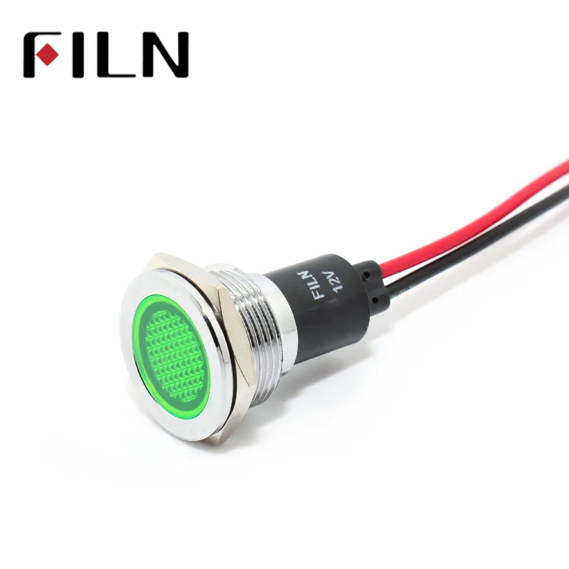 FILN FL1M-19FW-1 19mm metal red yellow blue green 12v 24v 110v 220v led indicator lamp with 20cm cable