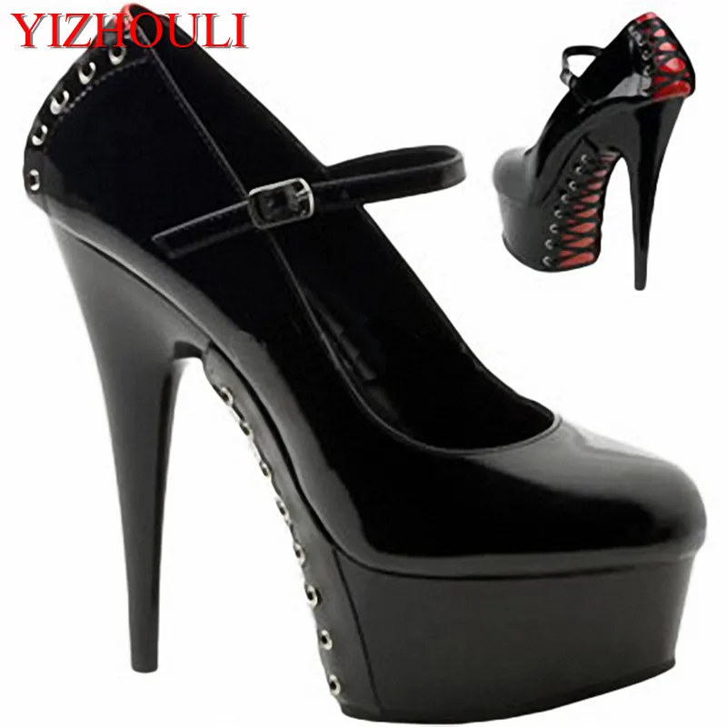 

Fashion woman's single shoe, popular sexy fashion 15 cm high heels, cross bandage sole 6 inches high heels