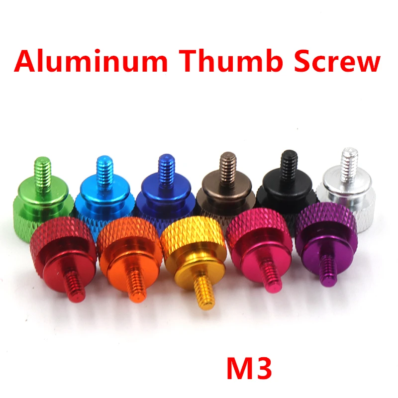 10pcs M3 Aluminum step thumb screw Computer case Screw Knurled Hand Screws anodized 11 colors