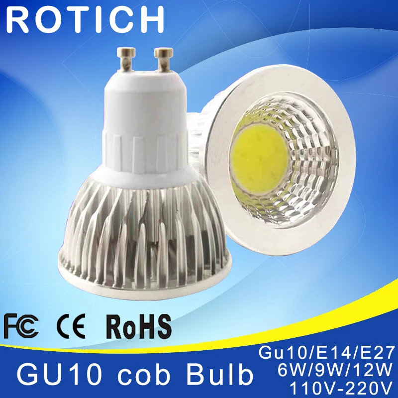 Super Bright GU 10 Bulbs Light Dimmable Led Warm/White 85-265V 5W 7W 10W GU10 COB LED lamp light GU 10 led Spotlight