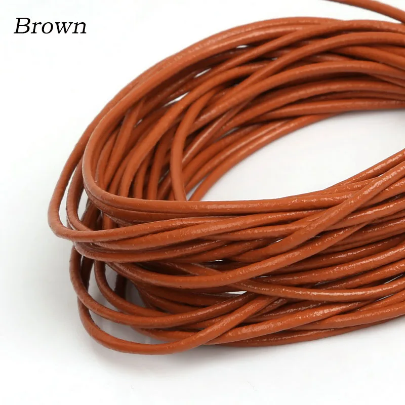 Hot Sale 1.5mm 5m/lot Round Shape Genuine Leather Cord Jewelry for Bracelet & Necklace DIY Making
