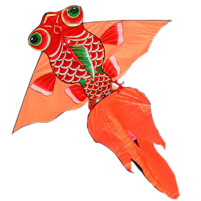 Outdoor Fun Sports 2m Power Gold Fish Kite Red Color /Orange Color With Handle and Line Good Flying