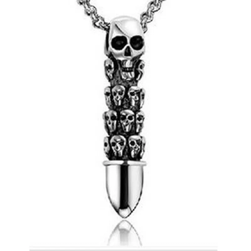 Tough guy Hot Sale New fashion skull bullet necklaces pendants men necklace statement Jewelry wholesale iurstar