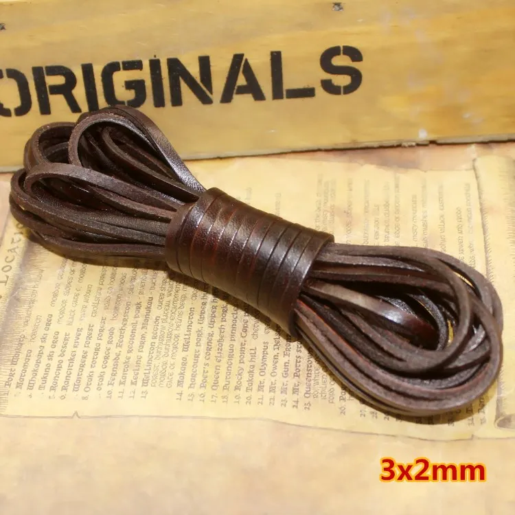 2meter 1-8mm Retro Braun Echtes Echtes Lederband Runde Flache Seil String Für DIY Halskette Armband schmuck Machen Zubehör
