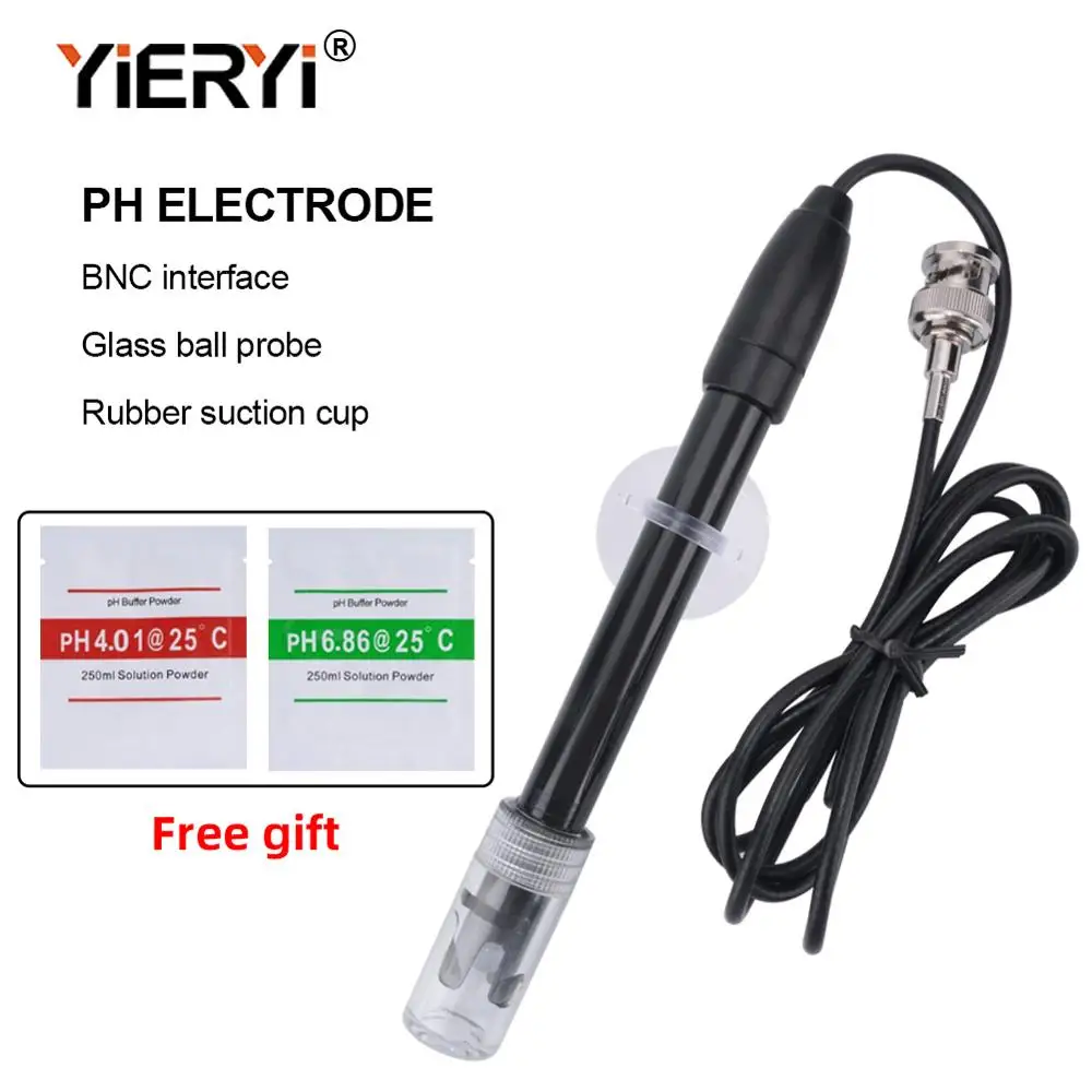 Yieryi Ph Ersatz Sonde Aquarium Hydrokultur Labor Elektrode Ph Meter Potenzial Test BNC Q9 Stecker 1,2/3M Draht Sonde