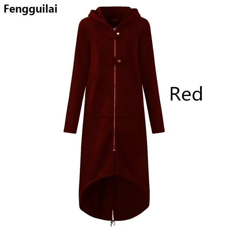 Women Hooded Long Sleeve Zipper Drawstring Casual Irregular Coat Casual Solid Long Jacket Sweatshirt