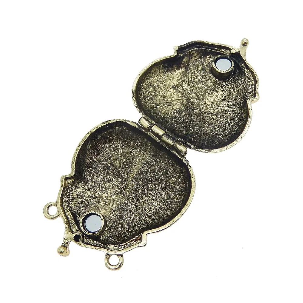 GraceAngie 2PCS Charms Antique Bronze Purse Shape Flower Pattern Locket Alloy Pendants Vintage Jewelry 54*45MM Open&Close Retro