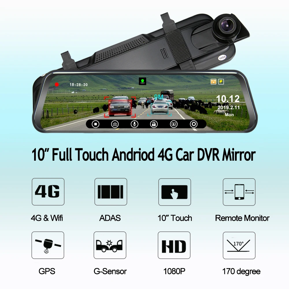 ANSTAR 2020 New 4G Android DVR Dash Camera HD 1080P Mirror Dvr Car Camera Recorder ADAS Alarm Systems Dash Cam Night Vision