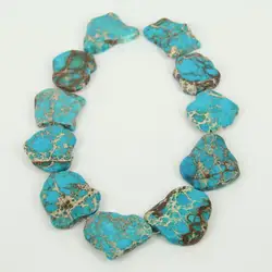 Wholesale Blue Color Sea Sediment Slab Beads Pendants,Drilled Raw Stones Slice Necklace Jewelry Supply