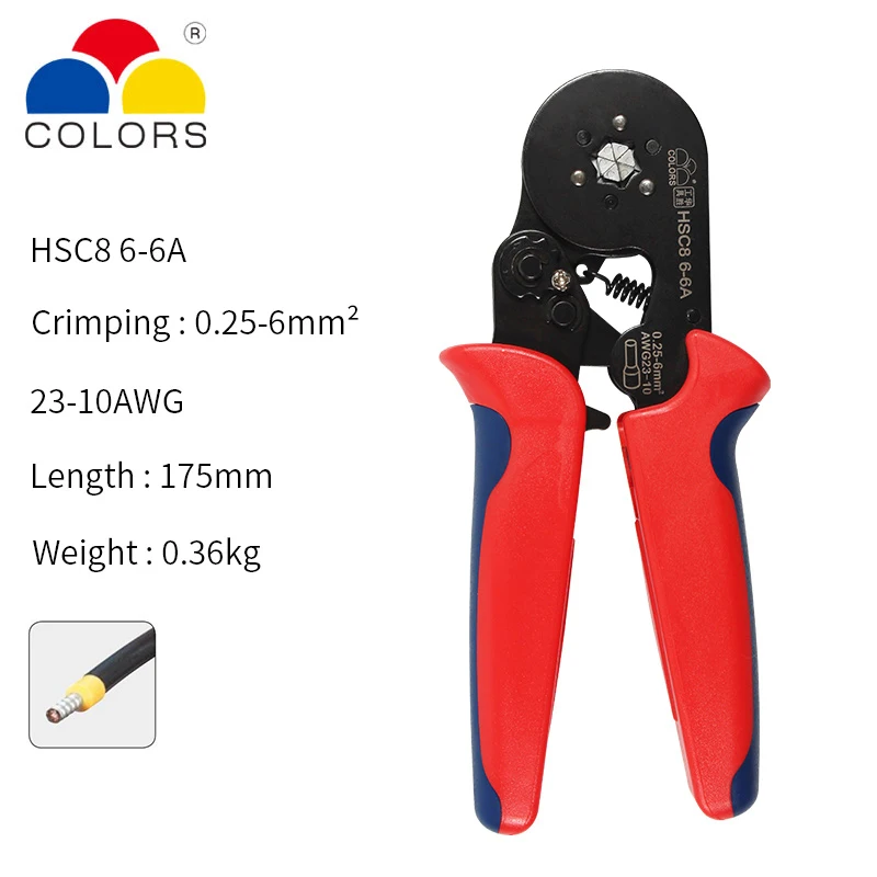 HSC8 crimping pliers 0.25-10mm2 HSC8 6-4/6-6 0.25-6mm2 tube type needle terminal box set mini pressure wire ferrule tools