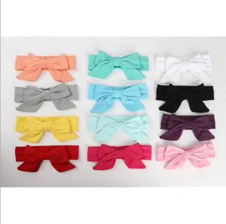 

10pcs Newborn Double Bowknot Headband Knitted Cotton Children Girls elastic hair bands Turban for girl Headbands bandeau bebe