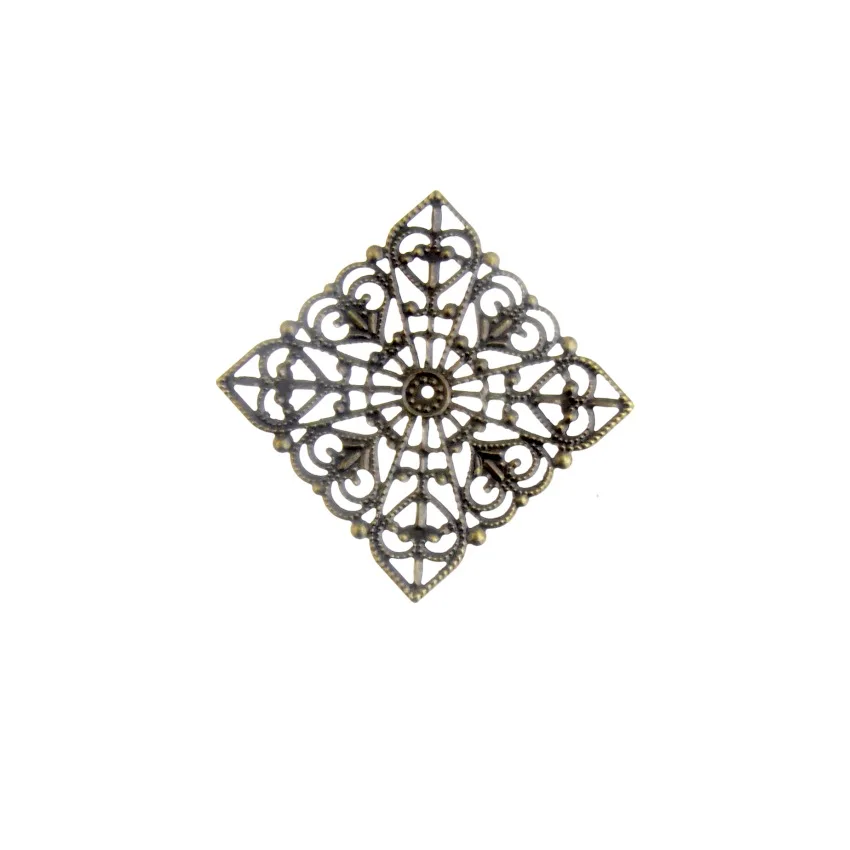 Free shipping 10PCS 3Color Embellishment Metal Crafts Gift Decoration DIY Square Filigree Connectors Hollow 4x4cm
