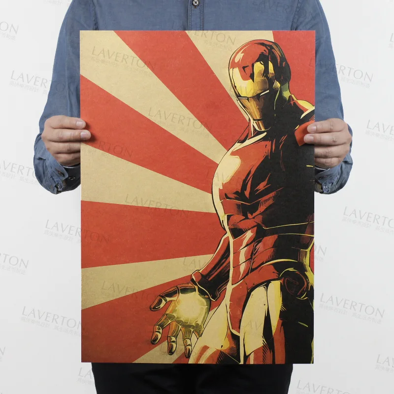 Disney Hero Iron Man Vintage Kraft Paper Classic Movie Poster Home Decor Art Office School DIY Retro Prints Boys Toy Figures