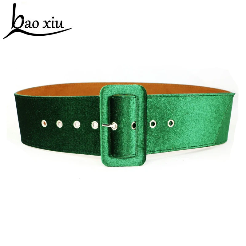 

Korean Trend Ultra - Wide Velvet Fabric belts Fashion Coat Accessories Pin Buckle Decorative Belt With Fur Waist Decoration