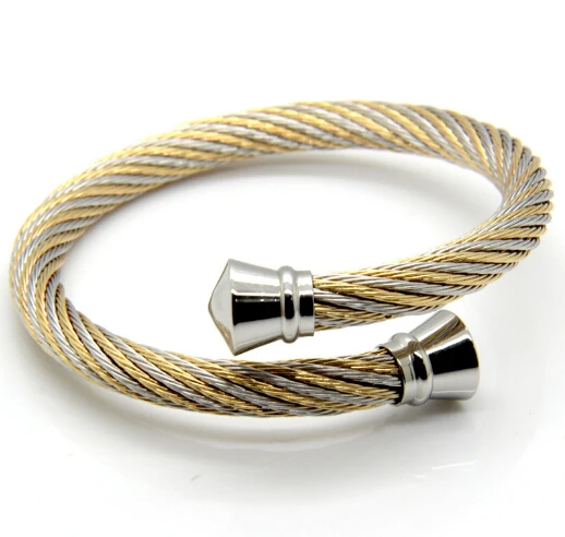 

Stainless Steel Cuff Bangle Large Heavy Wire Cable Chain bracelet