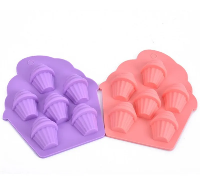 Baking Tools  Ice Cream Shape Mold Six-hole Fondant Cake Silicone Mold Candy Jelly Chocolate Mould Cake Decorator