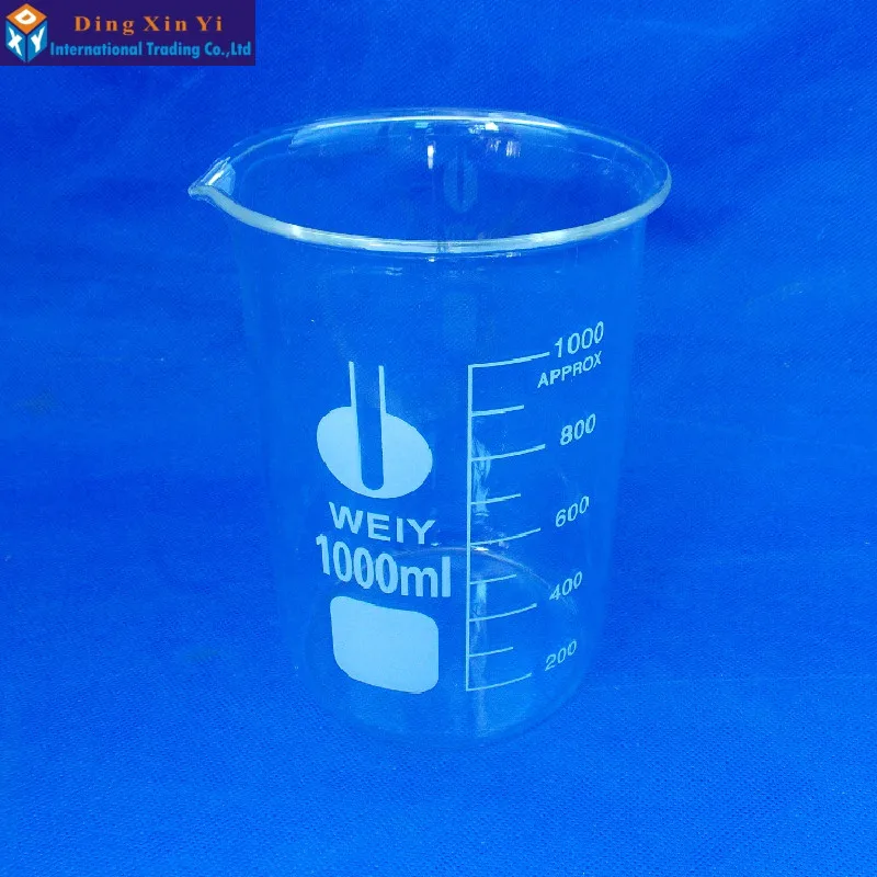 

4pcs/lot 1000ml Glass beaker Lab Supplies Chemistry Laboratory Borosilicate Glass Transparent Beaker Thickened with Spout