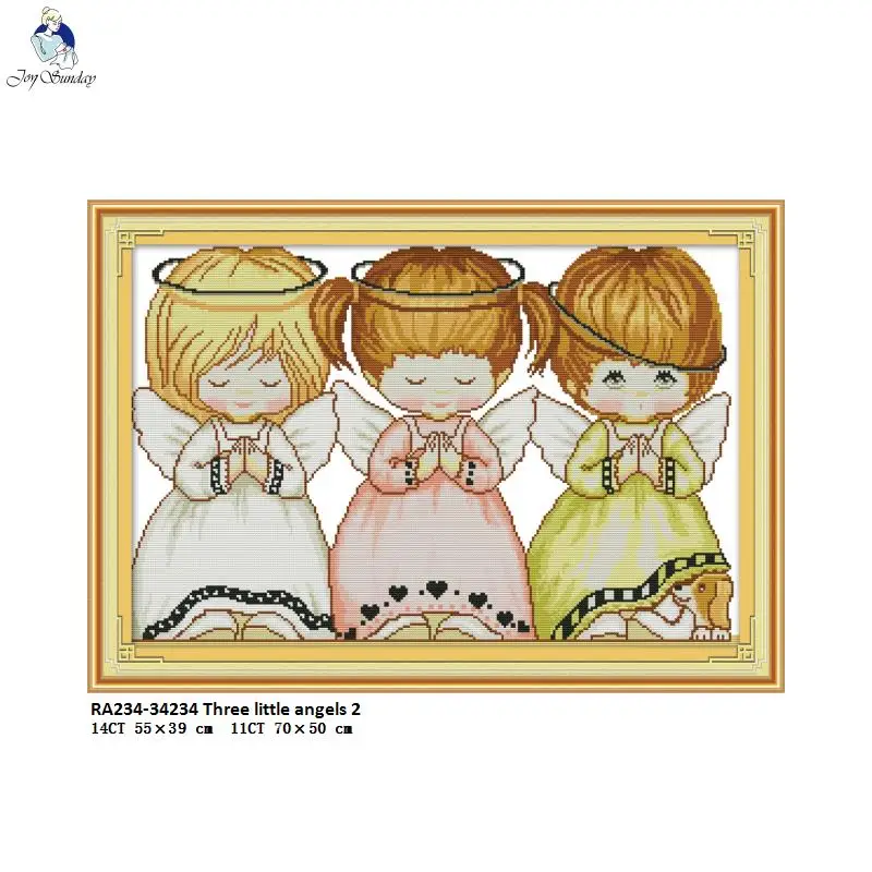 

Joy Sunday Needlework,DIY Handmade DMC Cross stitch,Sets For Embroidery kits,Three little Angels Patterns Counted Cross-Stitch