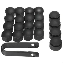 JX-LCLYL 20pcs Matte Black 17mm Wheel Lug Bolt Nut Cap Cover+Removal Tool Key For Audi