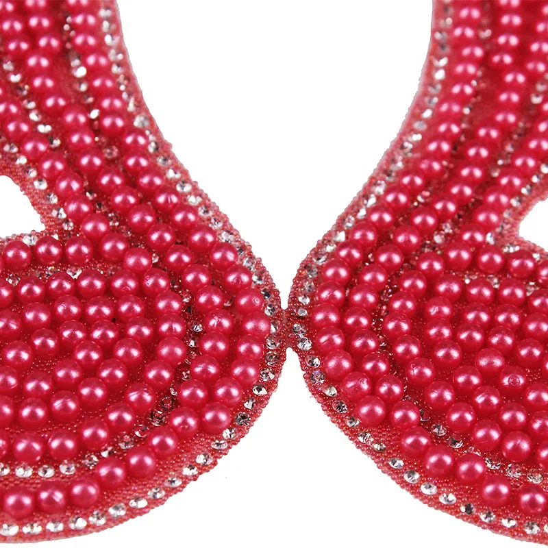 10pair Red Mirror Pair Sticker Iron on Crystal Transfers Design Hot Fix Rhinestone Motif Patch Apparel Accessories T2426