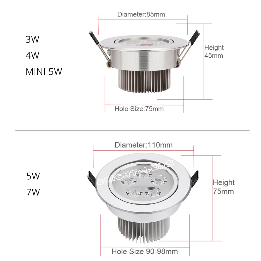 Special Silver Downlight Dimmable LED Mini 1W 3W 4W 5W 7W Warm Nature Pure White Recessed Lamp Spot light Indoor Lighting