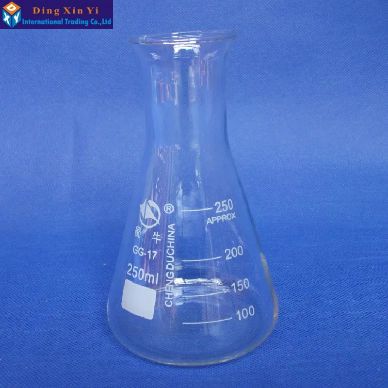 (8pcs/lot)250ml glass conical flask Laboratory use glass triangle flask 250ml Glass Erlenmeyer Flask BORO glass,GG17,Pyrex