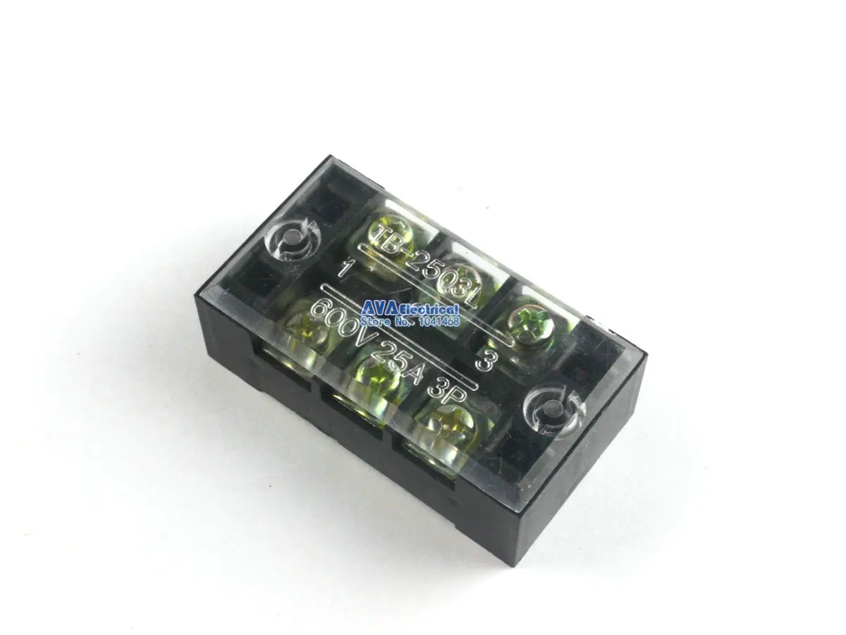 10 Pieces 600V 25A 3 Position Electric Terminal Block Strip Cable Connector TB-2503