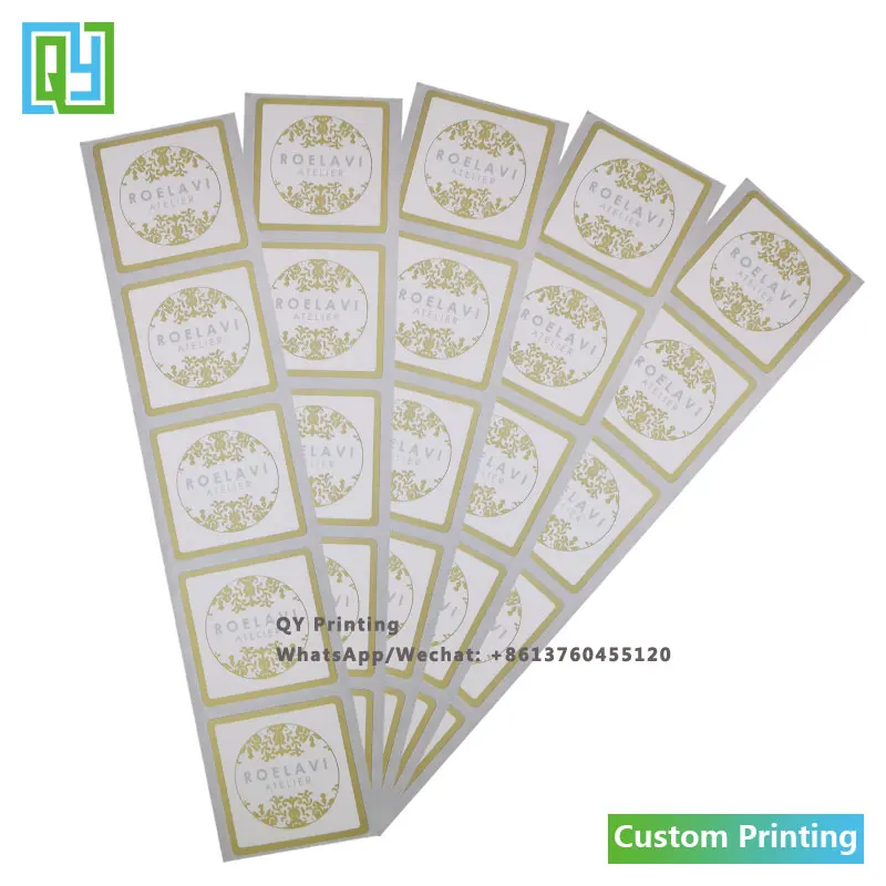 1000Pcs 40X40Mm Gratis Verzending Custom Printing Stickers Goud Kleur Papier Sticker Aangepaste Label