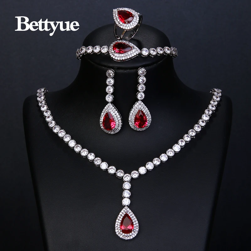 Bettyue Brand Fashion Elegance Europe And America Style Multicolor Zircon White Gold Color Jewelry Sets For Woman Wedding Gifts