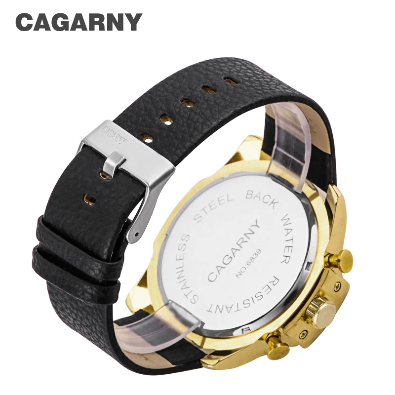 Cagarny Military Watches Men\'s Quartz Watch Men Leather Watchband Sports Wristwatches Relogio Masculino Dourado Reloj Hombre New